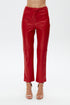 Firebrick vegan leather flared trouser